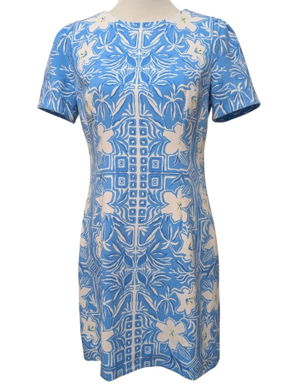 Lilly Pulitzer Womens Size 6 Dixey Lunar Blue Floral Short Sleeve Shift Dress
